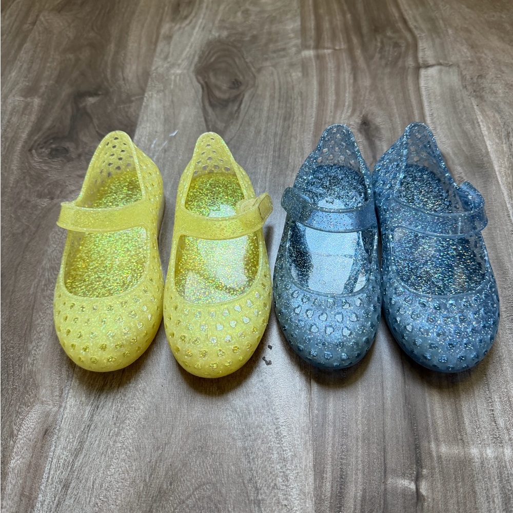 Old Navy Glitter Jelly Mary Jane Shoes in Yellow and Blue Two pairs